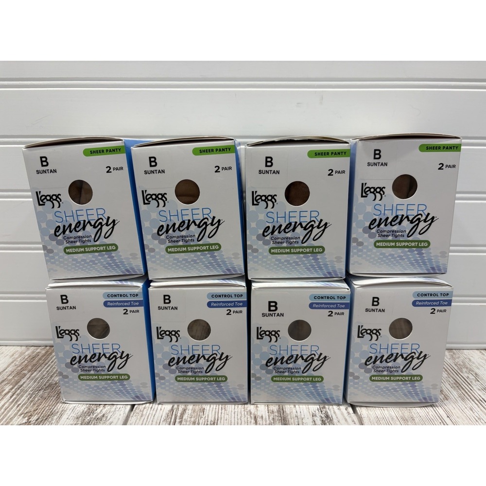 Lot of 16 Pairs L'EGGS Sheer Energy Pantyhose Size B SUNTAN